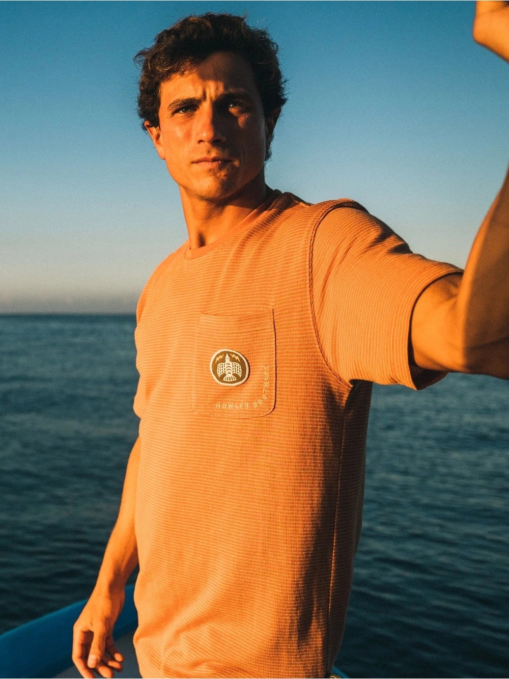 Howler Brothers Jacquard T-Shirt Clay Pocket Tee Shirt Howler Bros Orange